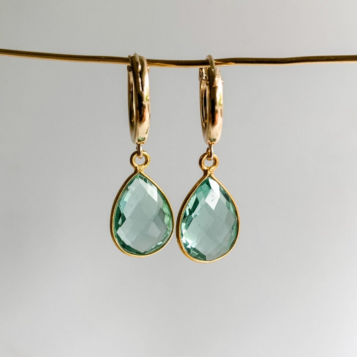 Gemstone Hoop Drop Earrings - Eloise - Adorned by Ruth