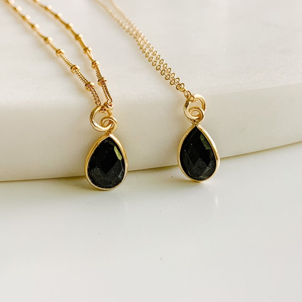 Gemstone Teardrop Pendant Necklace - Asha - Adorned by Ruth