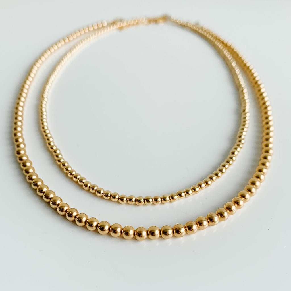 Gold Ball Beaded Necklace - 14k Gold Filled - Adorned by Ruth