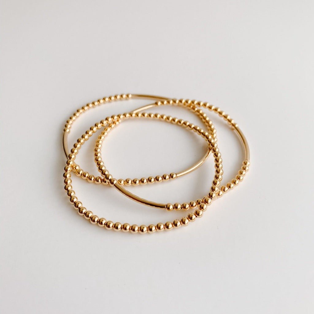 Gold Ball Beaded Stretch Bracelet - Adorned by Ruth