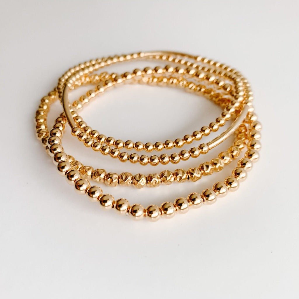 Buy Gold Beaded Bracelets, Gold Bead Elastic Bracelets, Gold