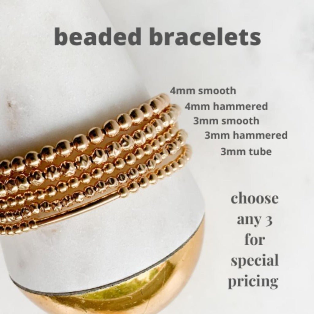 Gold Ball Beaded Stretch Bracelet - Adorned by Ruth