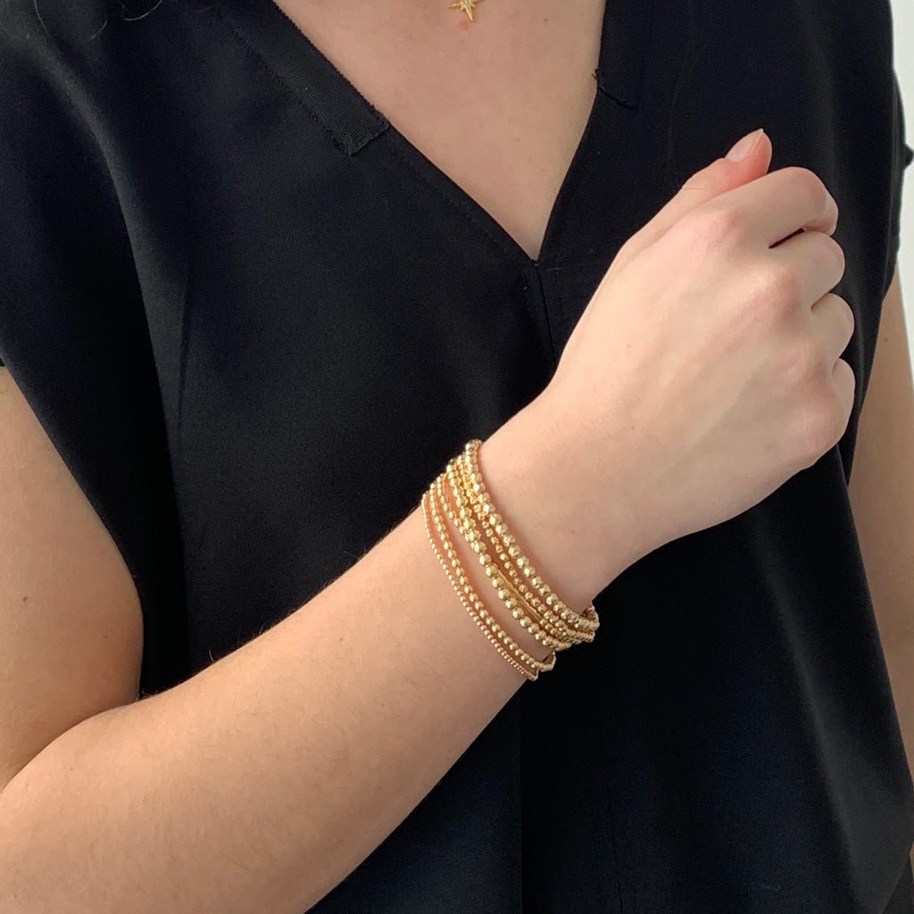 Gold Ball Beaded Stretch Bracelet - Adorned by Ruth