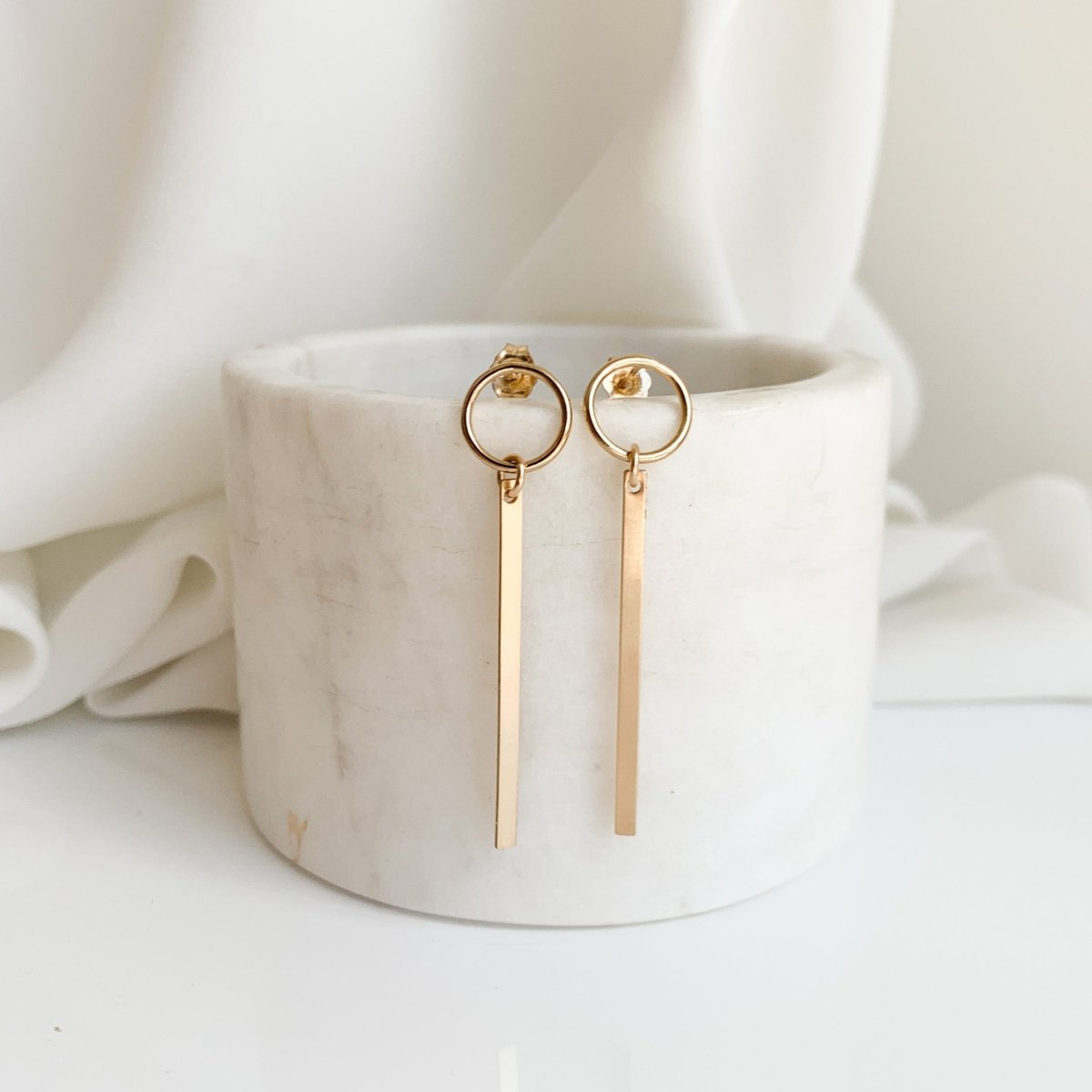Gold Bar Drop Earrings - Adorned by Ruth