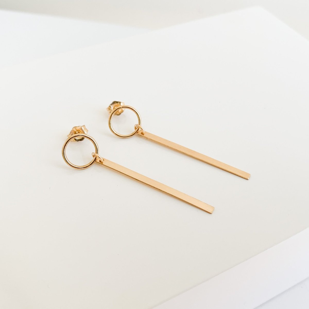 Gold Bar Drop Earrings - Adorned by Ruth