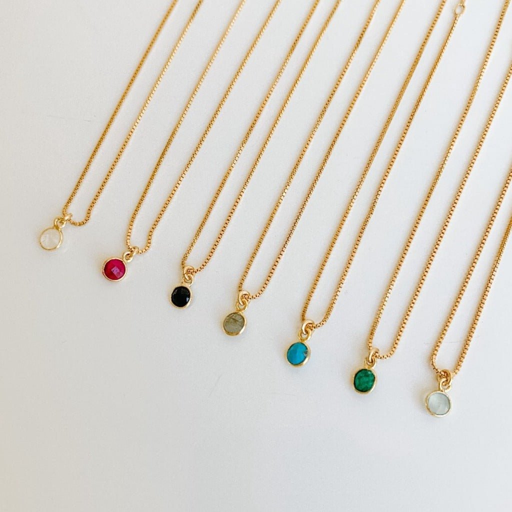 Gold Bezel Gemstone Charm Anklet - Adorned by Ruth