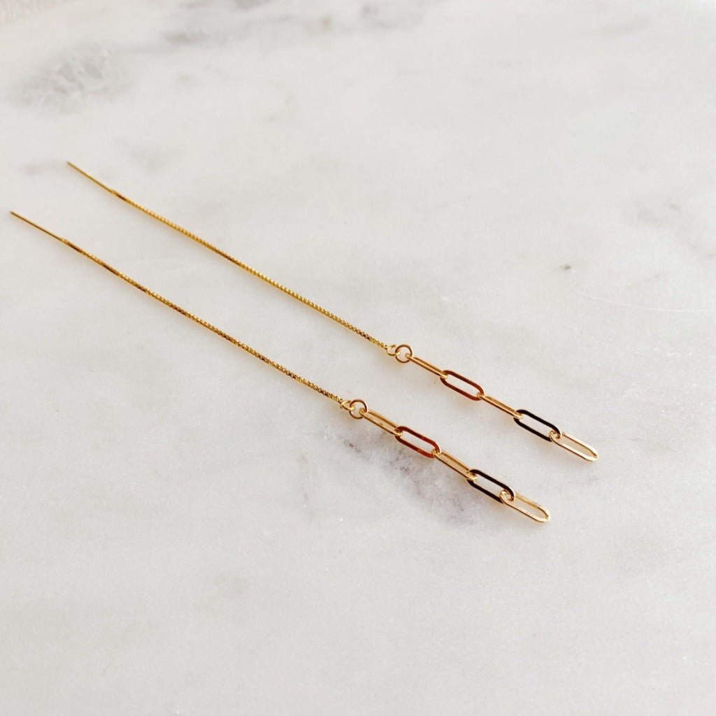 Gold Chain Drop Threader Earrings - Adorned by Ruth