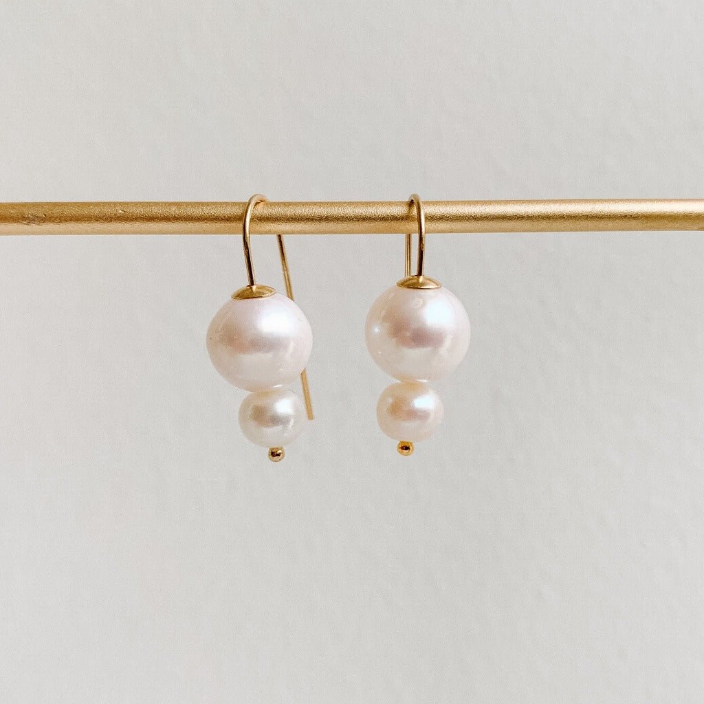 Gold Double Pearl Earrings - Adorned by Ruth