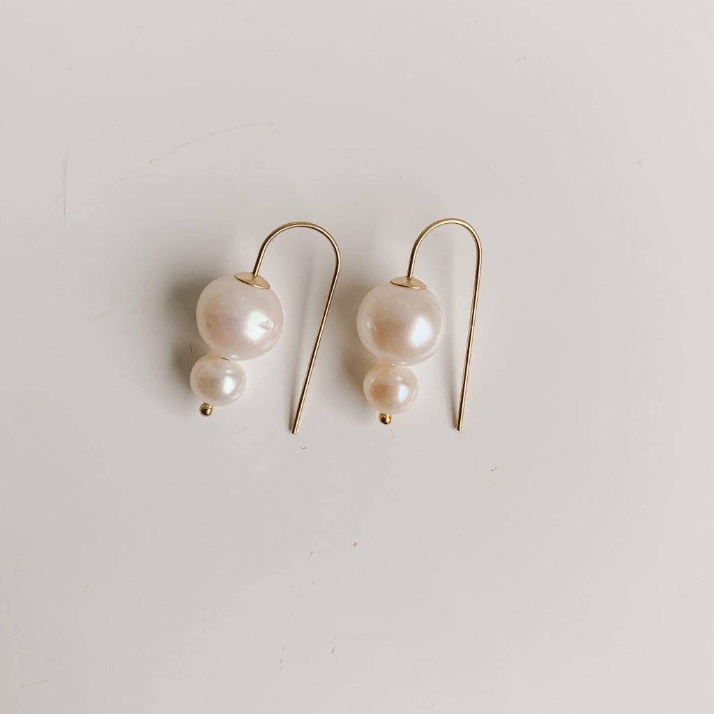 Gold Double Pearl Earrings - Adorned by Ruth