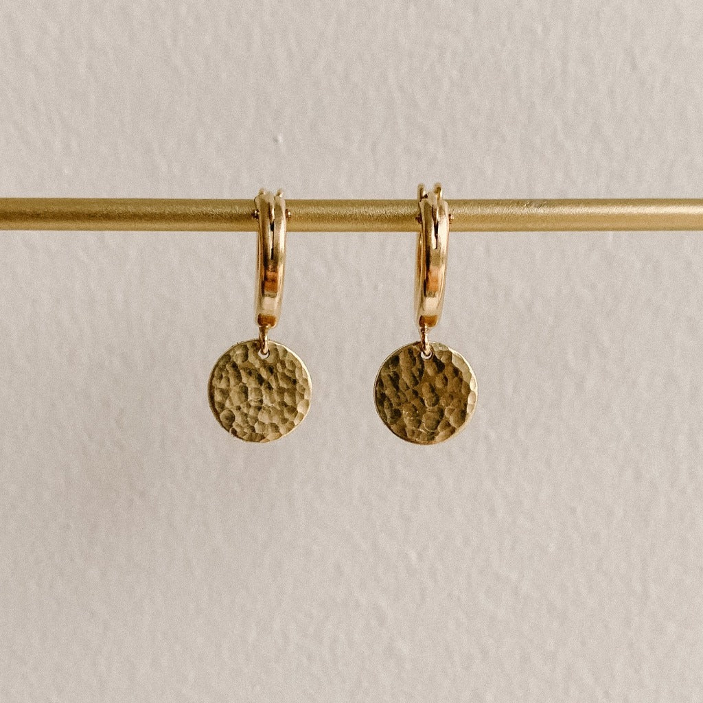 Gold Drop Huggie Hoop Earrings - Reagan - Adorned by Ruth