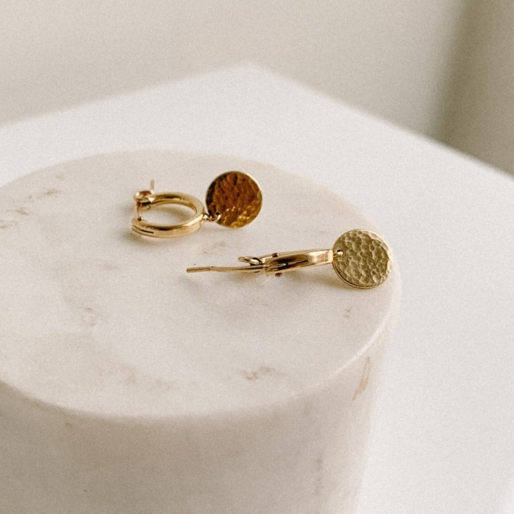 Gold Drop Huggie Hoop Earrings - Reagan - Adorned by Ruth