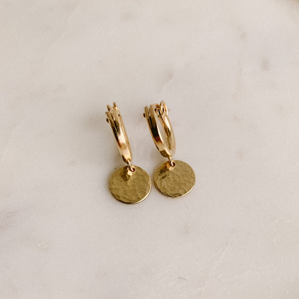Gold Drop Huggie Hoop Earrings - Reagan - Adorned by Ruth
