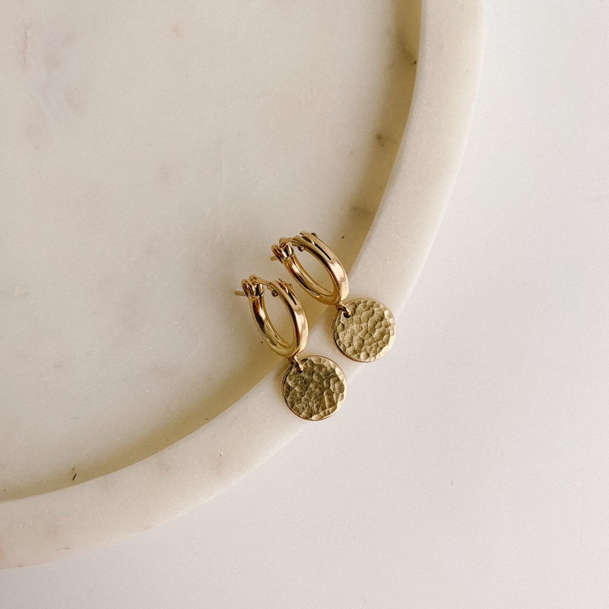 Gold Drop Huggie Hoop Earrings - Reagan - Adorned by Ruth