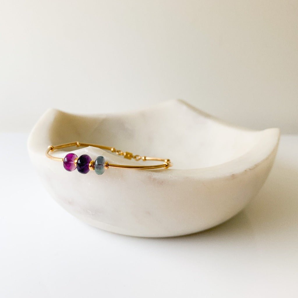 Gold Fluorite Beaded Bracelet - Adorned by Ruth