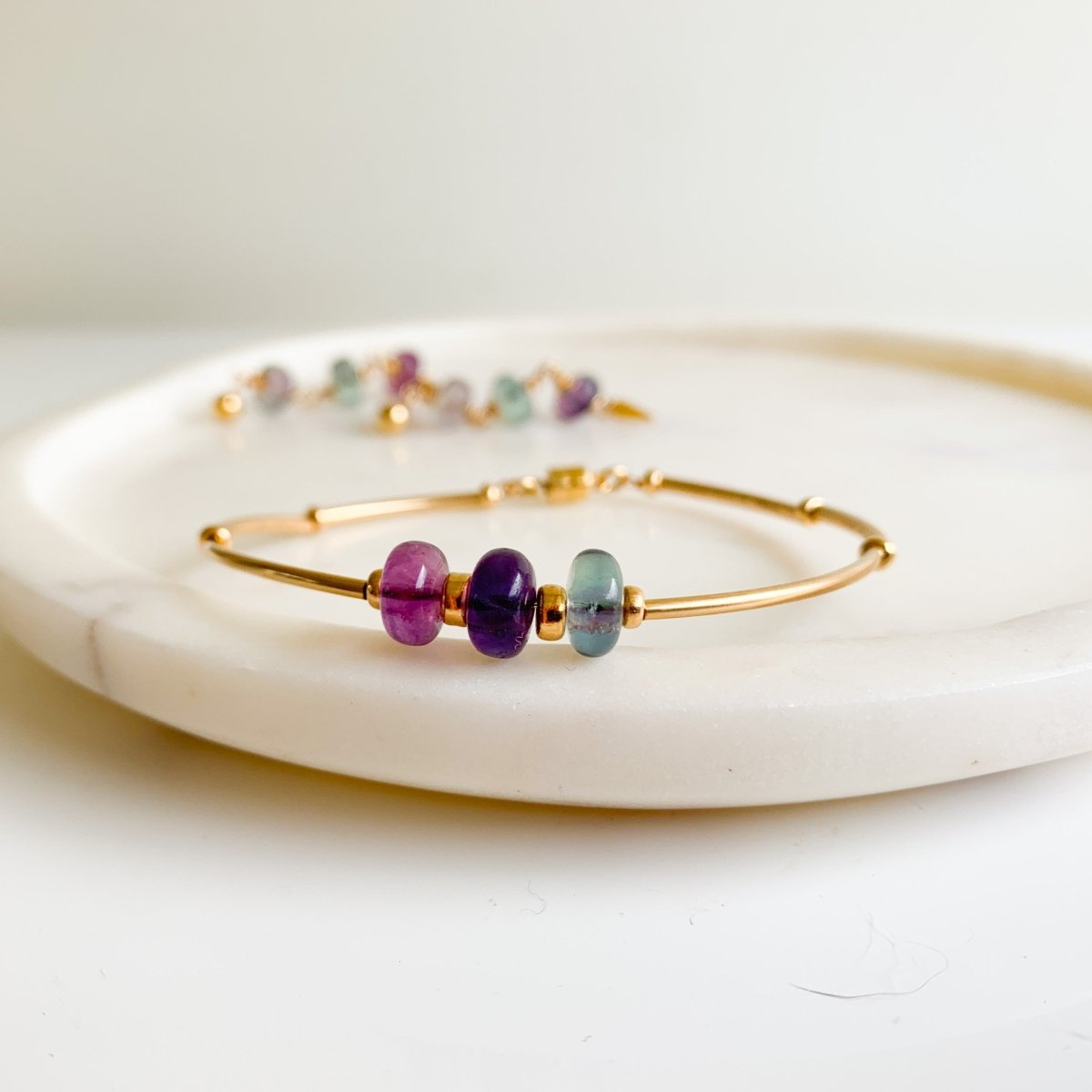 Gold Fluorite Beaded Bracelet - Adorned by Ruth