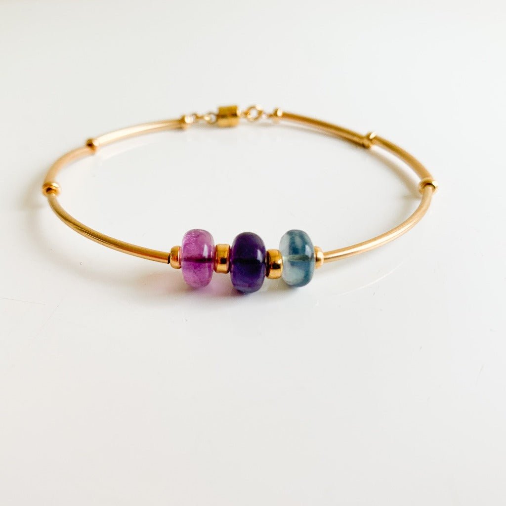 Gold Fluorite Beaded Bracelet - Adorned by Ruth