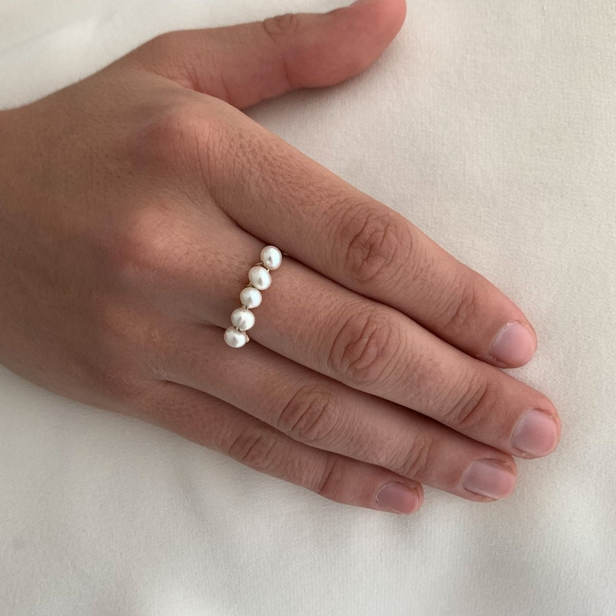 Gold Freshwater Pearl Stacking Ring - Adorned by Ruth