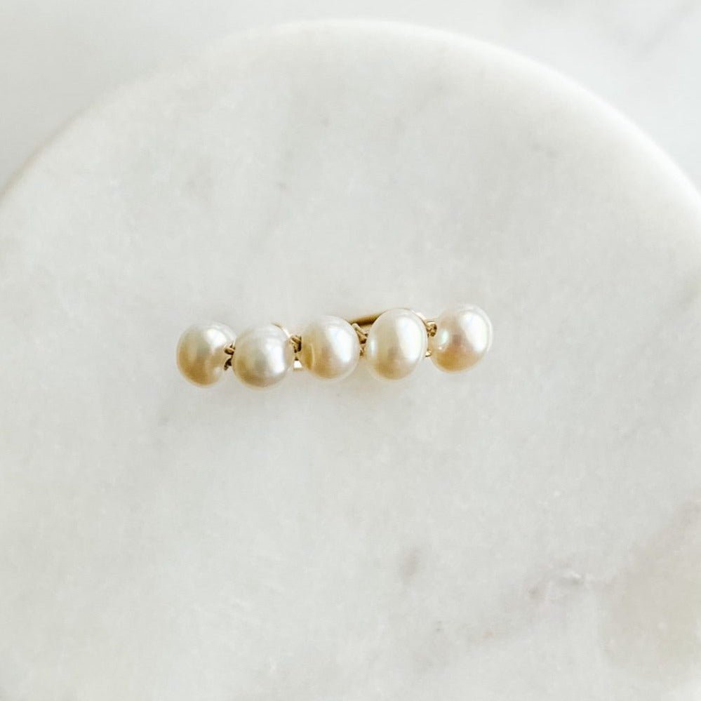Gold Freshwater Pearl Stacking Ring - Adorned by Ruth