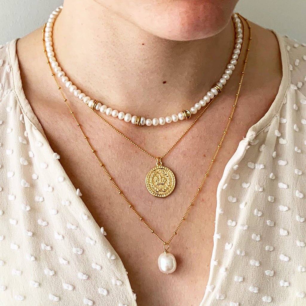 Gold Medallion Coin Necklace - Rustic Crown – Adorned by Ruth