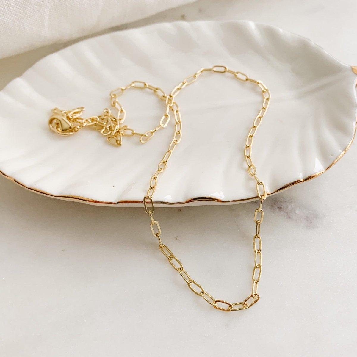 Gold Rectangle Chain Necklace - Adorned by Ruth