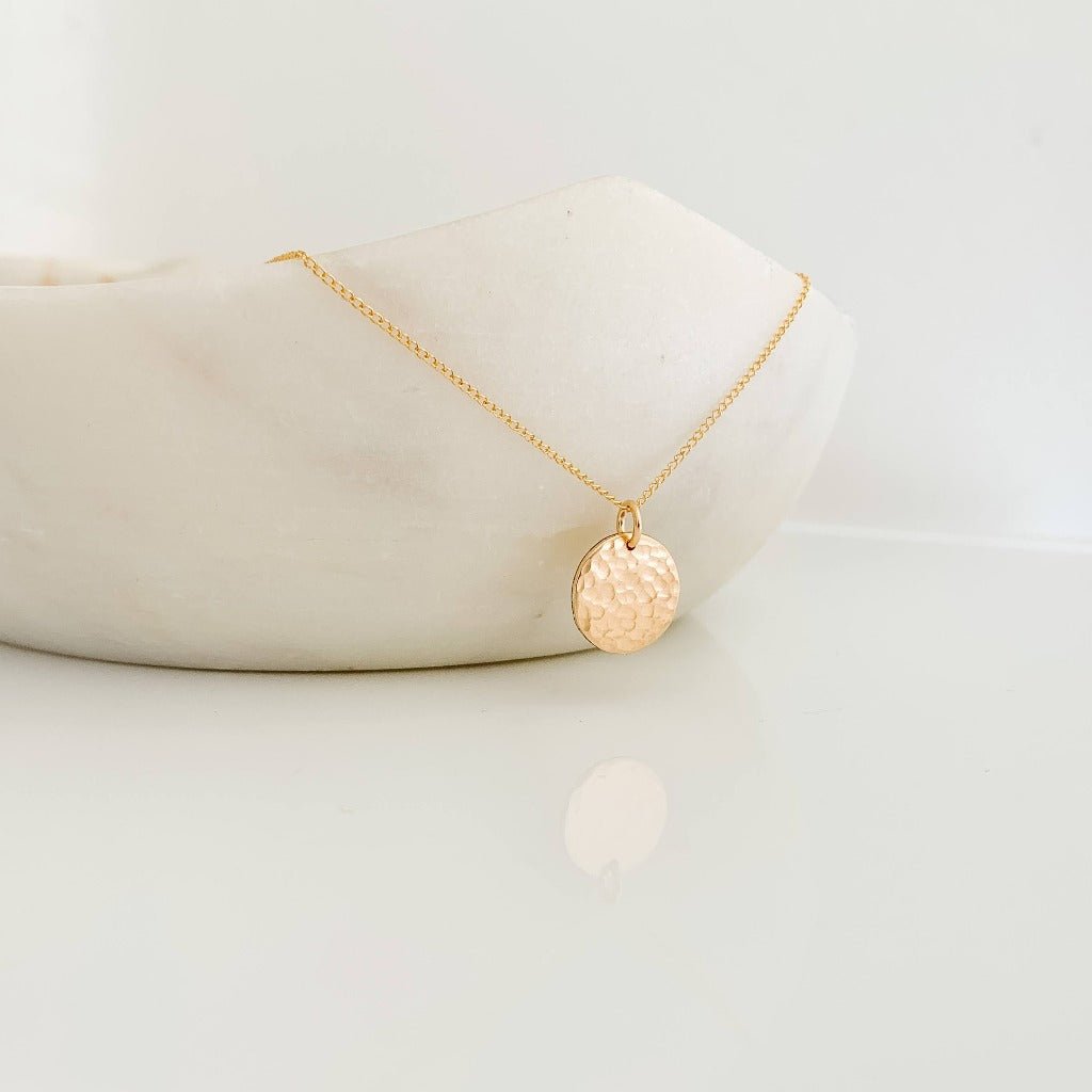 Hammered Disc Pendant Necklace - Reagan - Adorned by Ruth