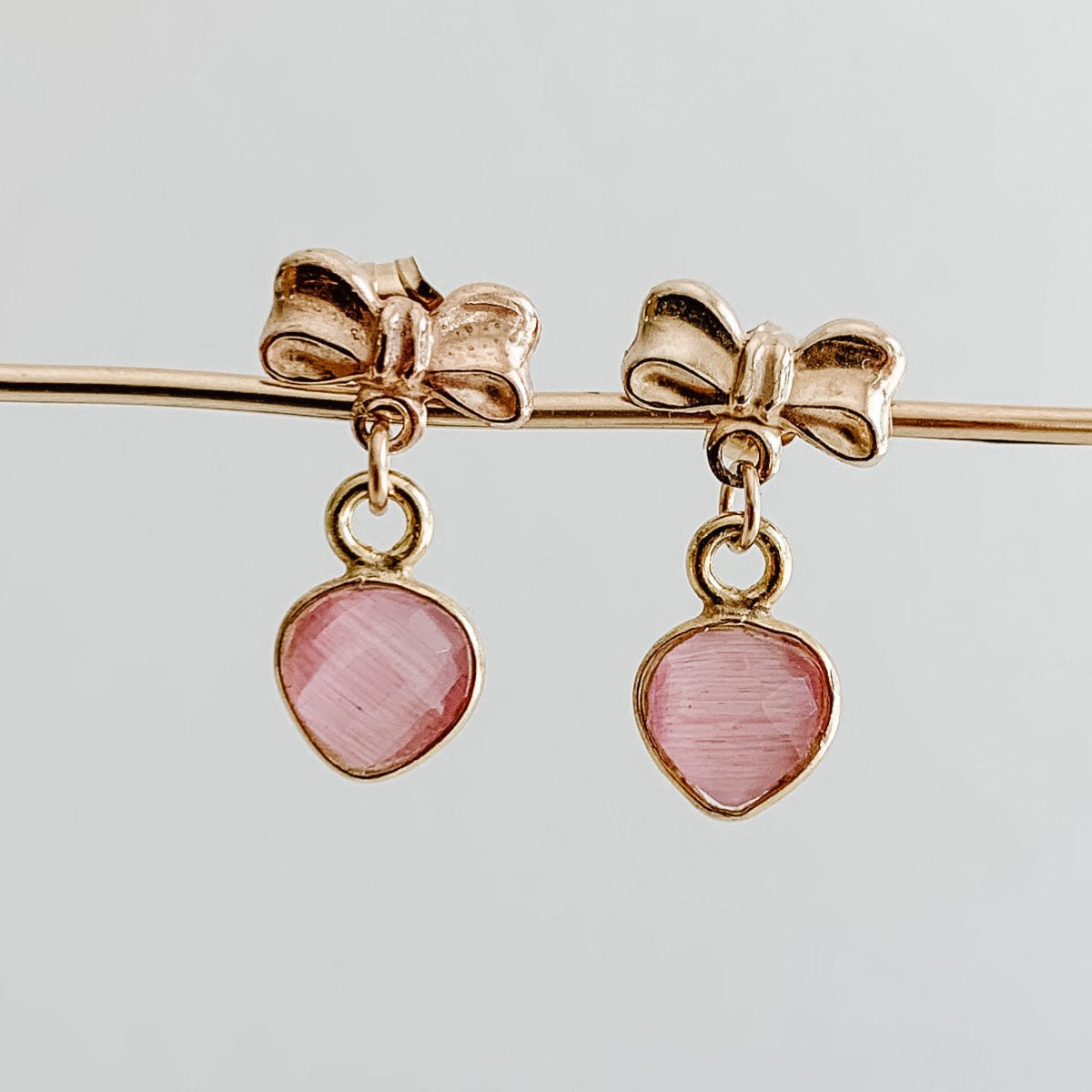 Heart and Bow Drop Earrings in 14k Gold Filled - Adorned by Ruth
