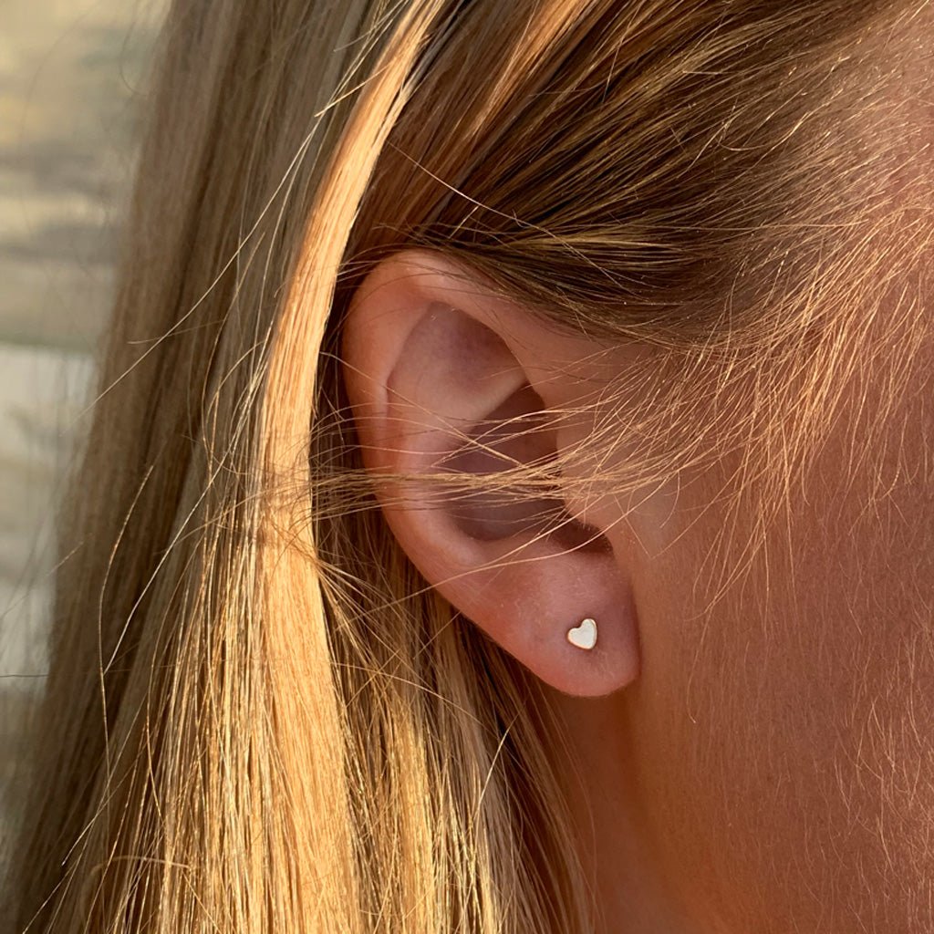 Heart Stud Earrings - 14K Yellow Gold - Adorned by Ruth