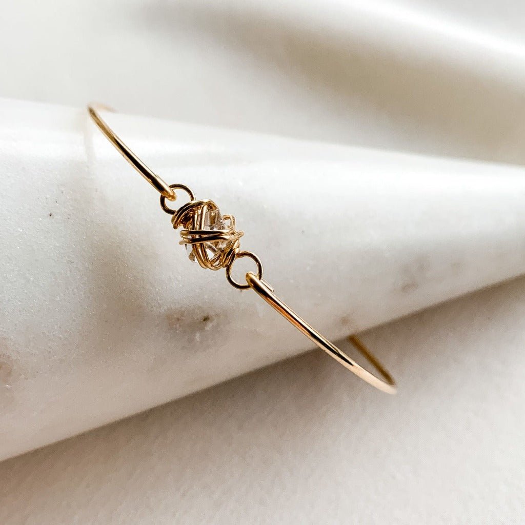 Herkimer Diamond Bangle Bracelet - Adorned by Ruth