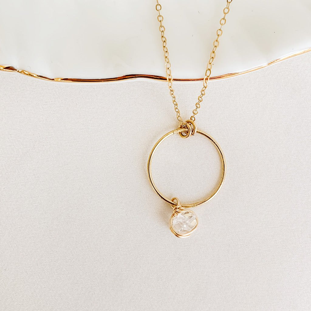 Herkimer Diamond Open Circle Necklace - Adorned by Ruth