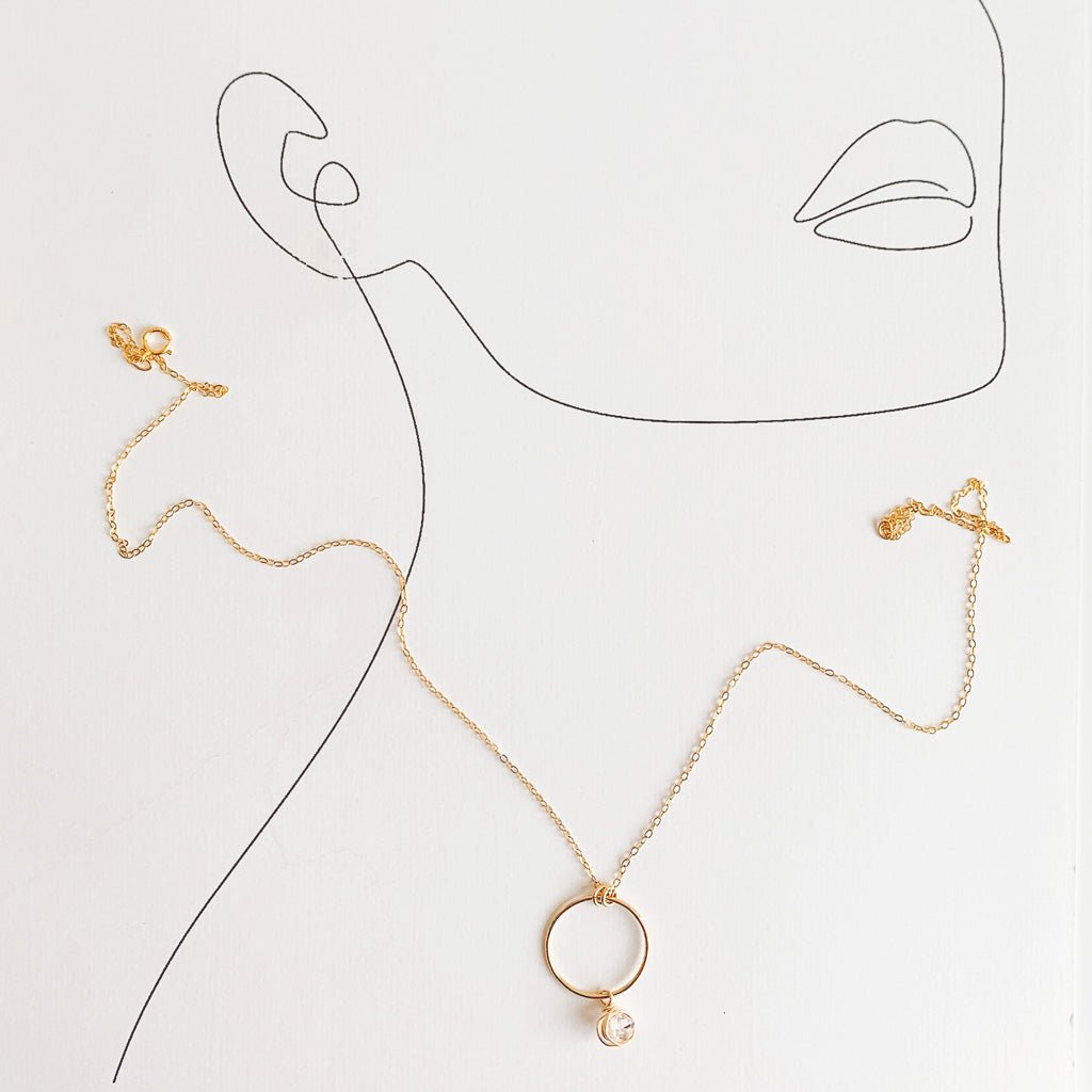 Herkimer Diamond Open Circle Necklace - Adorned by Ruth