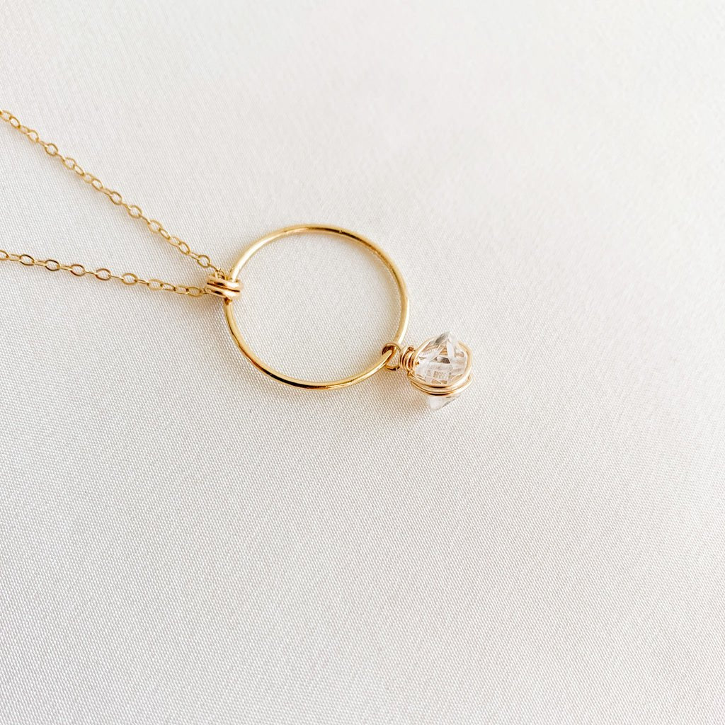 Herkimer Diamond Open Circle Necklace - Adorned by Ruth