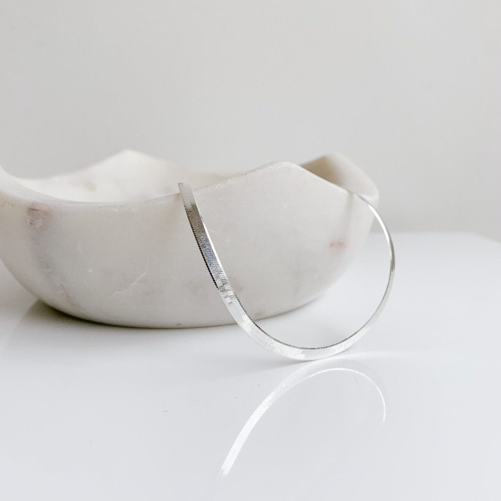 Herringbone Chain Anklet - Sterling Silver - Adorned by Ruth