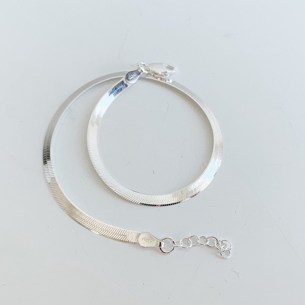 Herringbone Chain Anklet - Sterling Silver - Adorned by Ruth