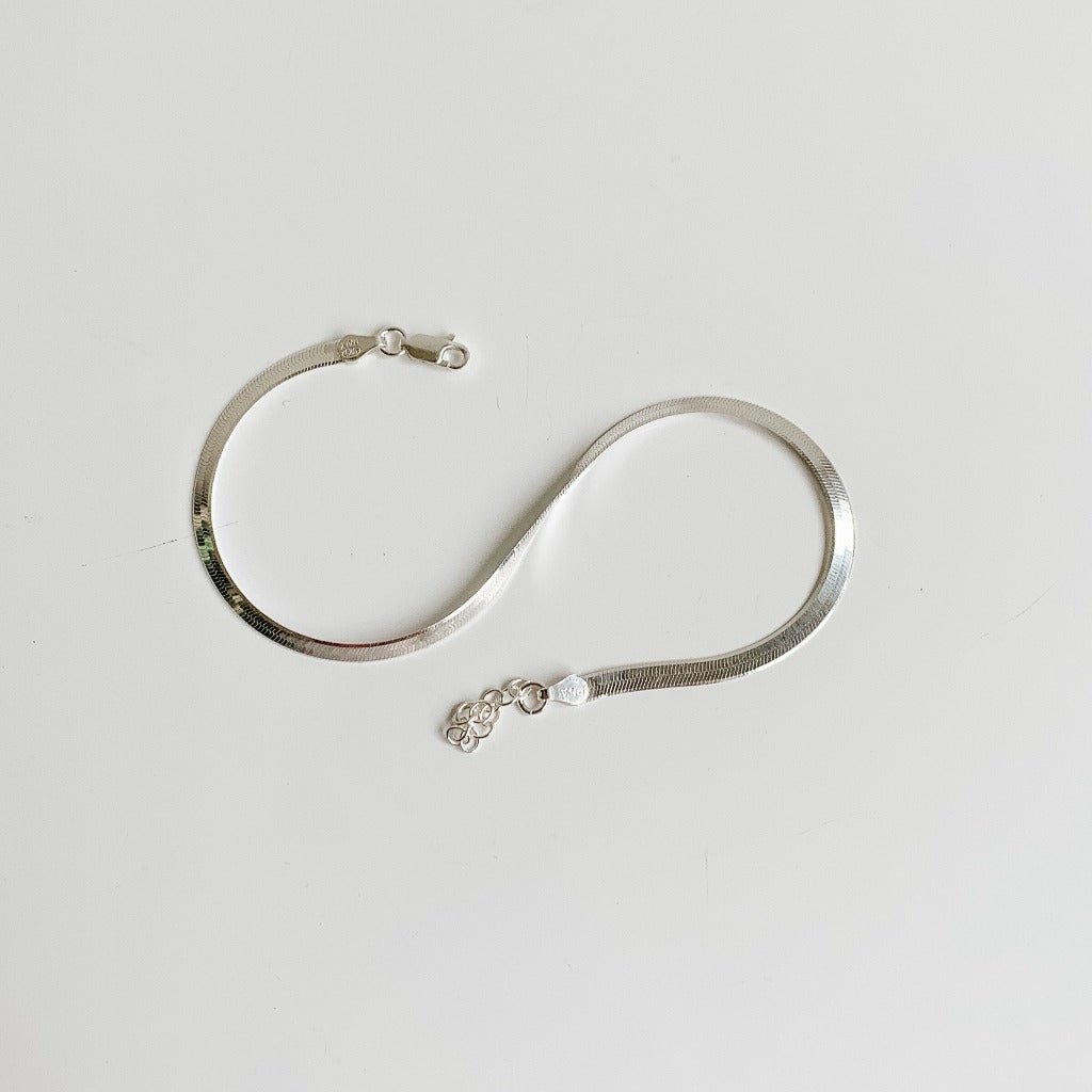 Herringbone Chain Anklet - Sterling Silver - Adorned by Ruth