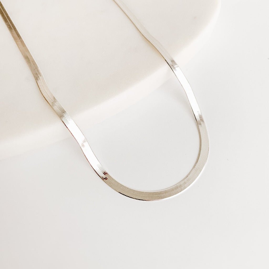 Herringbone Chain Necklace - Sterling Silver - Adorned by Ruth