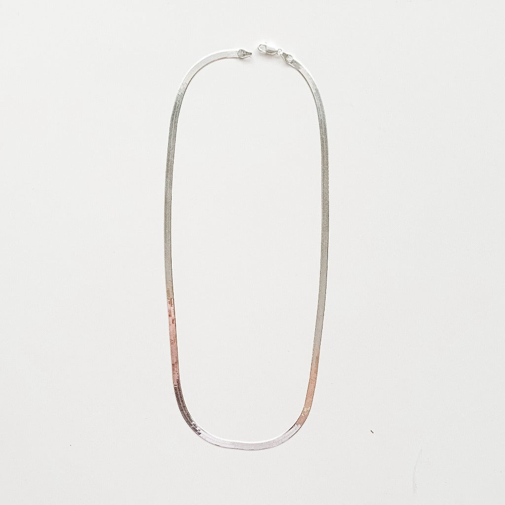 Herringbone Chain Necklace - Sterling Silver - Adorned by Ruth
