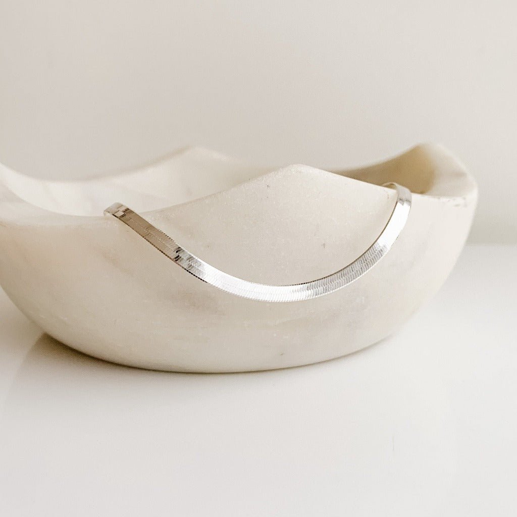 Herringbone Chain Necklace - Sterling Silver - Adorned by Ruth