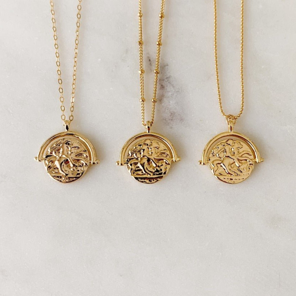 Lady Godiva Coin Necklace - Gold - Adorned by Ruth