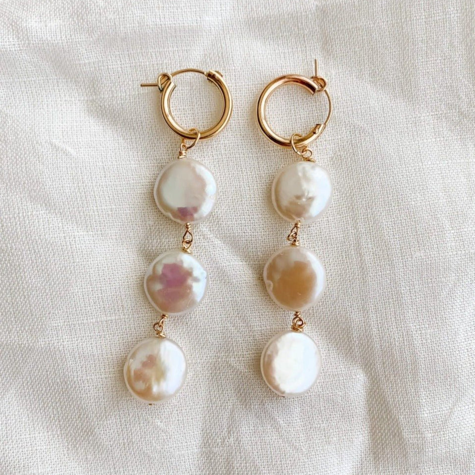 Lana Coin Pearl Drop Earrings - Adorned by Ruth