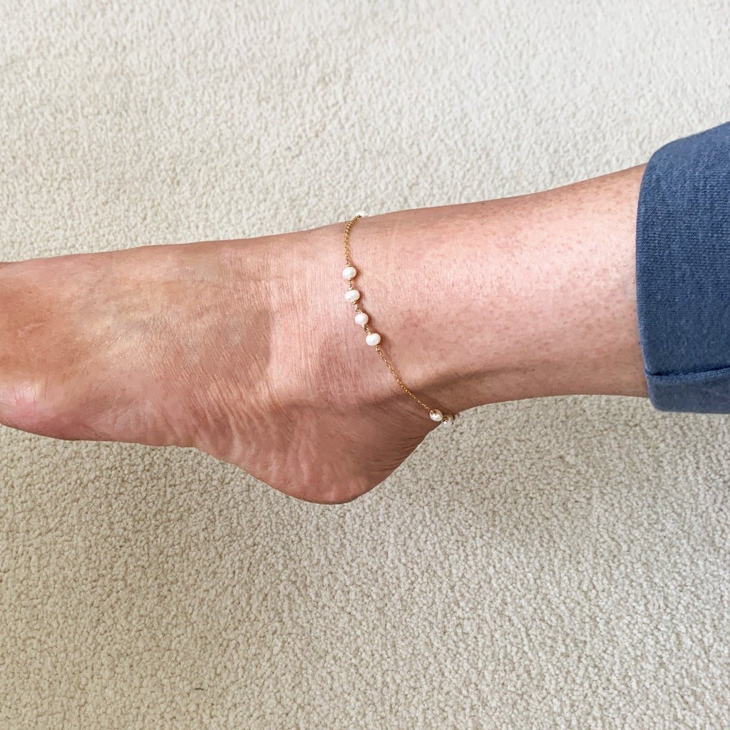 Linked Pearl Anklet - Adorned by Ruth