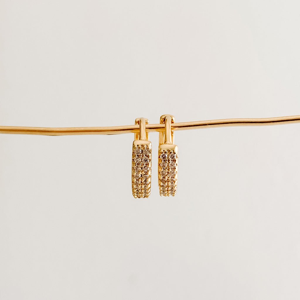 Micro Pave Huggie Hoops - gold - Adorned by Ruth