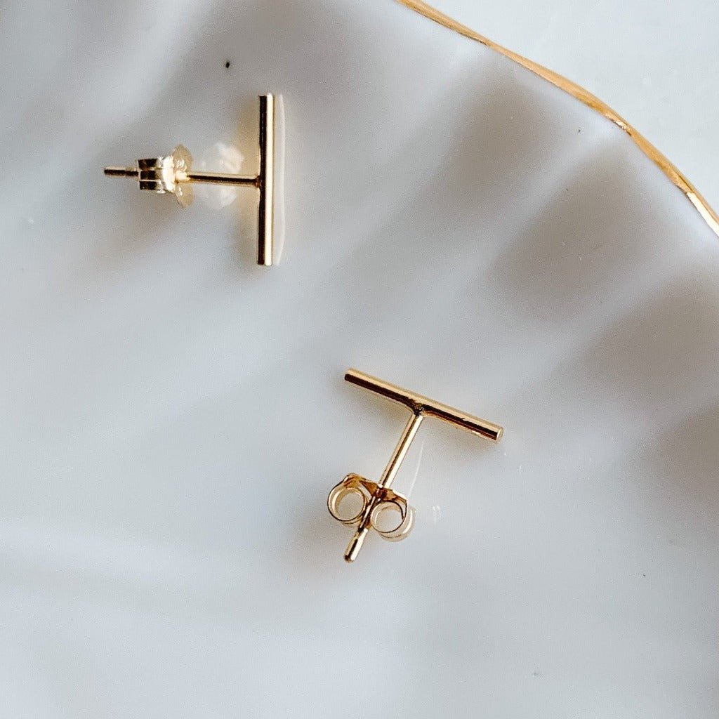 Minimalist Bar Stud Earrings - Adorned by Ruth