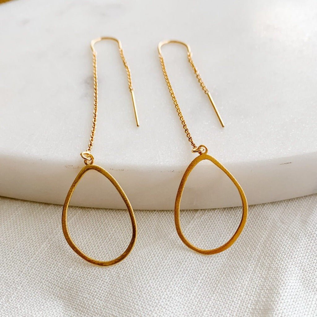 Organic Hoop Threader Earrings - Adorned by Ruth
