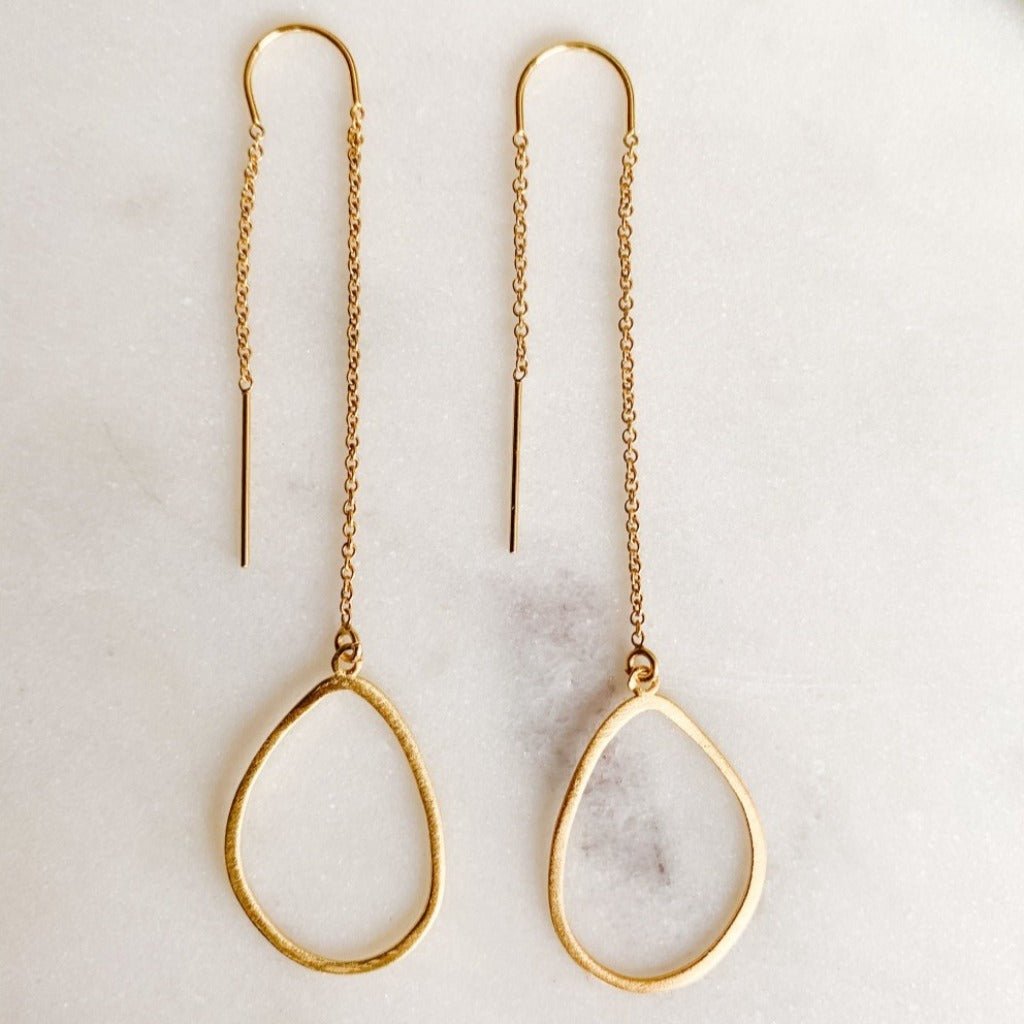 Organic Hoop Threader Earrings - Adorned by Ruth