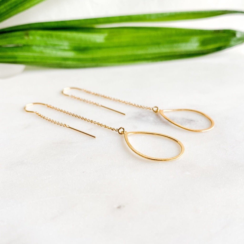 Organic Hoop Threader Earrings - Adorned by Ruth