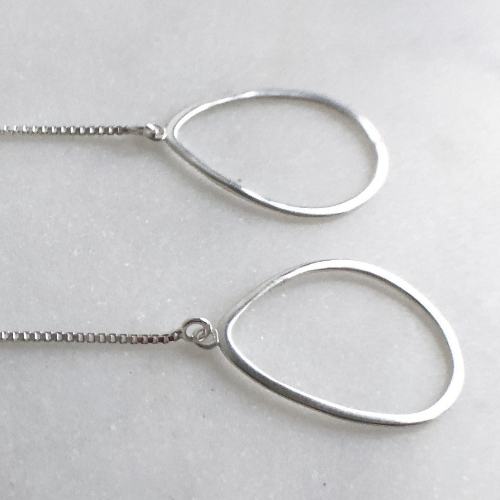 Organic Hoop Threader Earrings - Adorned by Ruth