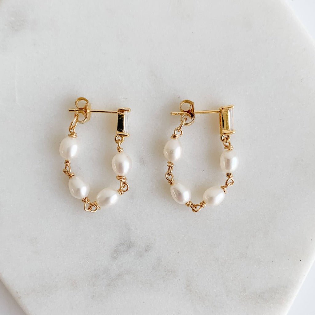 Pearl Chain Wrap Around Earrings - Adorned by Ruth