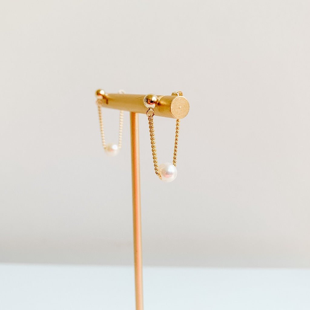 Pearl Curb Chain Wrap Around Earrings - Adorned by Ruth