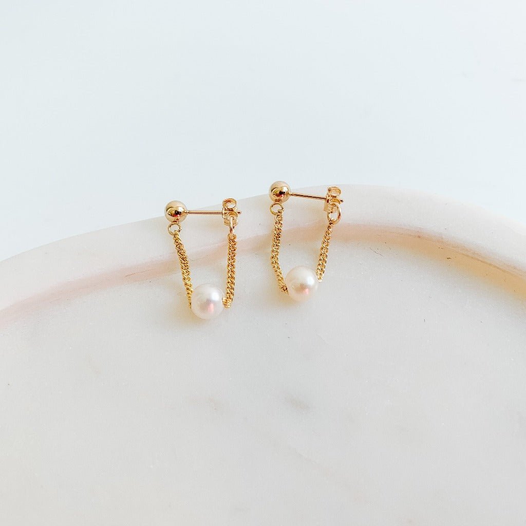 Pearl Curb Chain Wrap Around Earrings - Adorned by Ruth