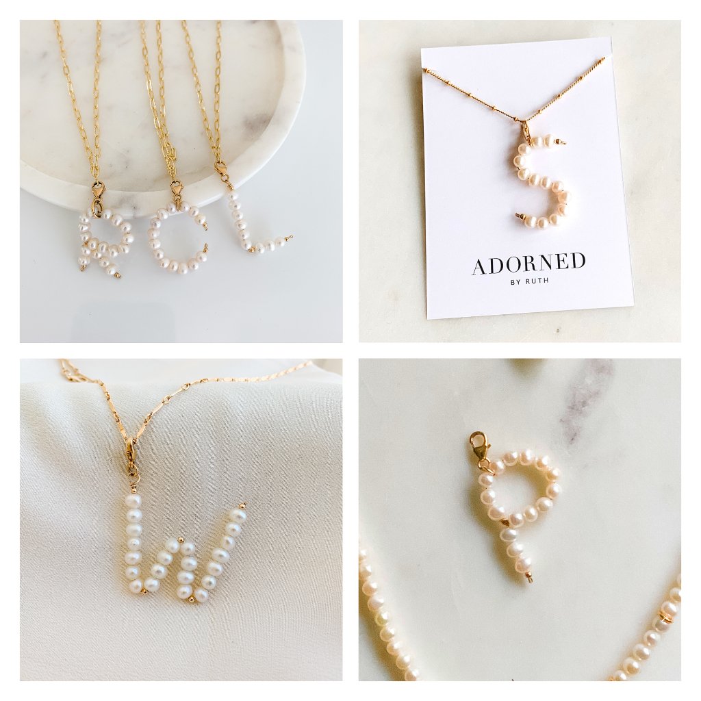 Pearl Letter Pendant - Everly - Adorned by Ruth